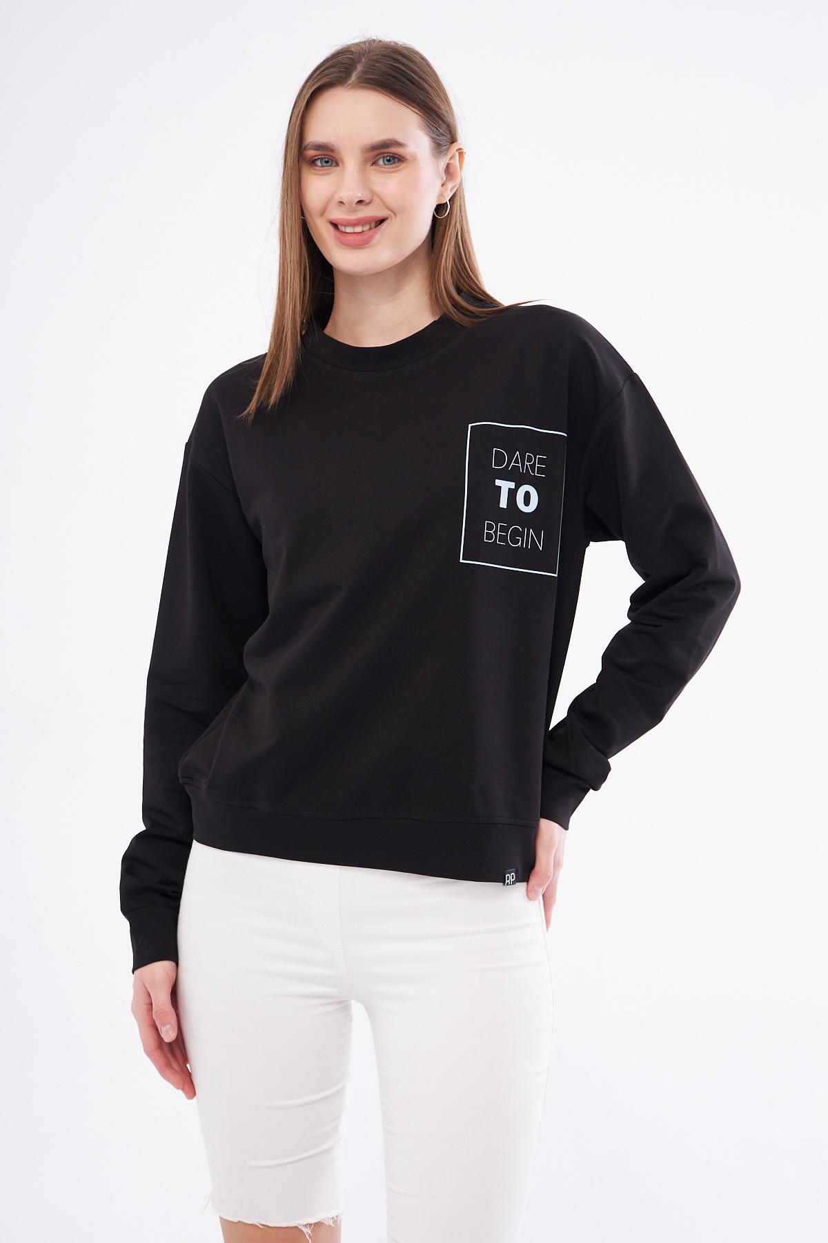 Dare%20To%20Begin%20Slogan%20Baskılı%20Sweatshirt